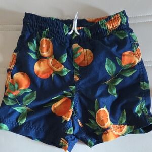 Amalfi Blue Swim Shorts with Orange Fruit Print 6-7
